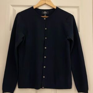 Lands’ End 100% Cashmere Button-down Navy Cardigan Size Small